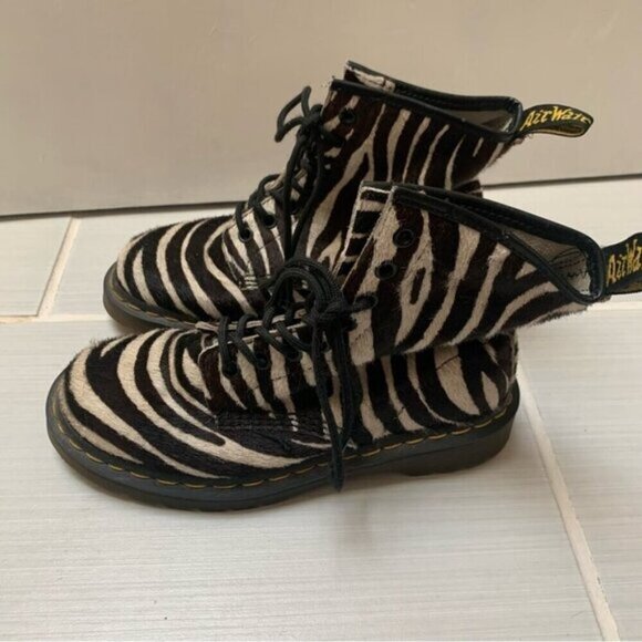 Dr. Martens Zebra Print Pony Hair Leather Boots #3 Rare 6 - Picture 8 of 11